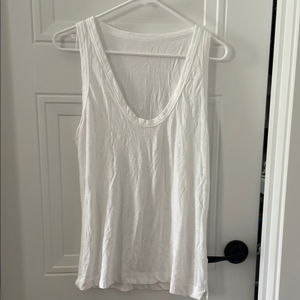 Zadig & Voltaire Deep Holes Distressed White Women's Tank Top